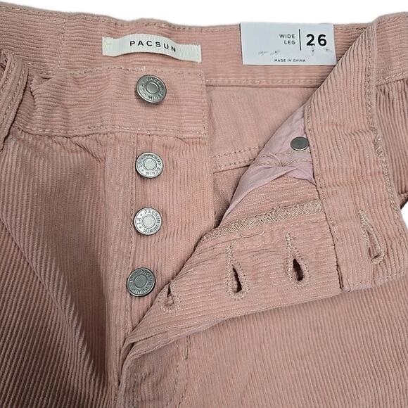 NWT Pacsun Womens Wide Leg High Waist Corduroy Pants Sz 26 Lennox Sand Pink - Picture 3 of 14